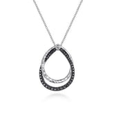 Sterling Silver Teardrop Necklace with Black Spinel